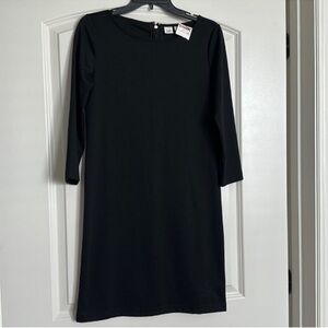 NWT Gap LBD essential comfy casual 3/4 sleeves black midi knee length dress XS